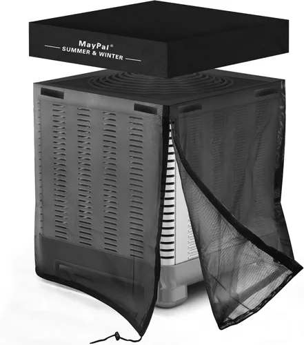 Miniatura 8 de Cubierta central de aire acondicionado para unidades exteriores, cubierta impermeable 2 en 1 con malla ventilada y diseño superior desmontable
