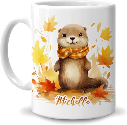 Miniatura 17 de Hyturtle Taza de café personalizada de lobo de otoño, regalos de cumpleaños para los amantes del lobo, regalos de decoración de otoño para casa