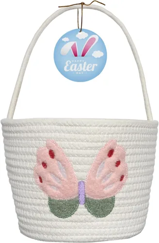 Miniatura 8 de Cesta de Pascua, cestas de Pascua para niños, cesta de Pascua para bebés con asa, cesta de huevos de conejo vacía, cestas de Pascua para niños