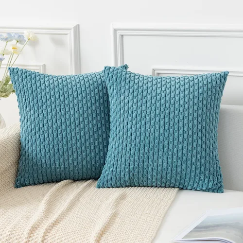 Miniatura 91 de Kevin Textile - Juego de 2 fundas de almohada decorativas de pana de 22 x 22 pulgadas, suaves, estilo bohemio, a rayas, decoración moderna del hogar