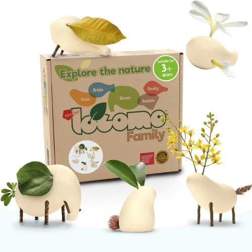 Miniatura 2 de Taksa Toys Locomo & Resources Set: 72 piezas de bloques de construcción Montessori y 5 figuras de animales de madera de color natural, juego
