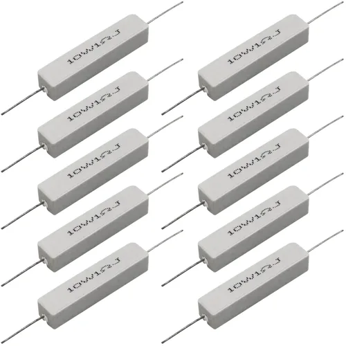 Miniatura 30 de 10 resistencias de cable de plomo axial de 10 W, 0.5 ohmios y 5 % – Resistencias de potencia de cemento cerámico fijas de heridas blancas