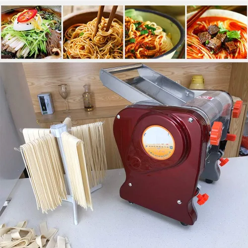 Miniatura 8 de Máquina para Hacer Pasta, Fabricadora Eléctrica de Fideos y Dumplings para Uso Doméstico/Comercial, Completamente de Acero Inoxidable con Cuchillo