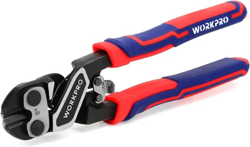 WORKPRO Mini cortador de pernos de 8 pulgadas, cortadores de alambre resistentes con mango ergonómico y bloqueo de seguridad, cortadores de pernos