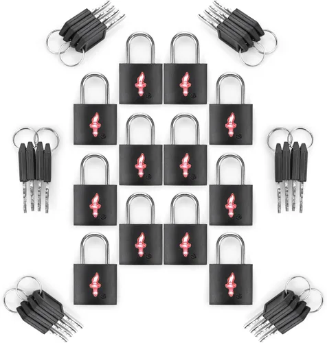 Miniatura 9 de Paquete de 4 cerraduras de equipaje cuadradas de neón aprobadas por la TSA con llave para maleta, mochila para portátil, accesorios de viaje