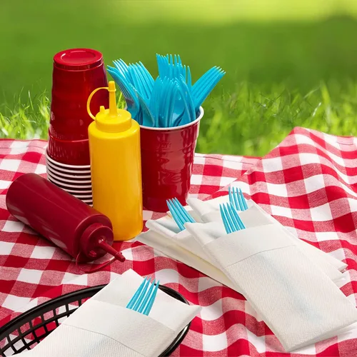 Miniatura 5 de Servilletas de bolsillo American Homesttead, paquete de 50 unidades, 15.75 x 15.75 pulgadas, papel de lino con tacto airlaid, plegadas con bolsillo