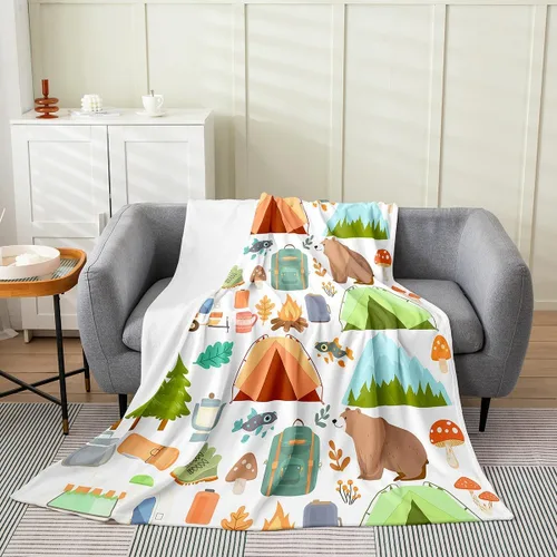 Miniatura 46 de Erosebridal American Flag Blanket 40x50 Army Green Camo Flannel Blanket for Bed Sofa Crib Bear Claw Hunting Theme Bedroom Decor Camoflage Camping