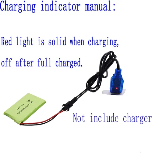 Miniatura 3 de Blomiky Paquete de 2 baterías recargables de litio de 3.7 V 600 mAh y 2 cables de carga USB compatibles con algunos robots de control remoto batería
