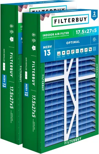 Miniatura 25 de Filterbuy Filtro de Aire MERV 13 de 20 x 25 x 5 pulgadas para defensa óptima contra el humo y las alergias (paquete de 2), filtros plisados