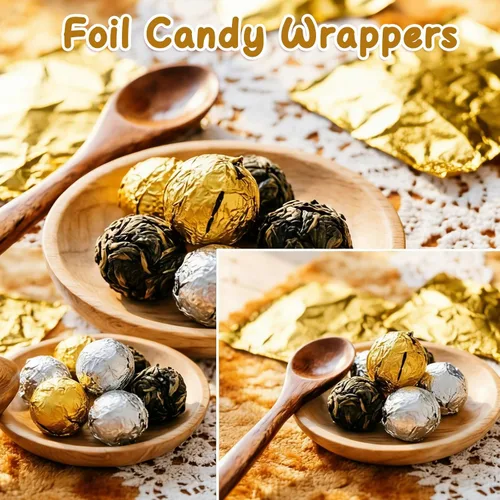 Miniatura 4 de Wowagoga Envoltorios de papel de aluminio para dulces, 6 x 6 pulgadas, papel de aluminio dorado, envoltorios de chocolate para dulces caseros
