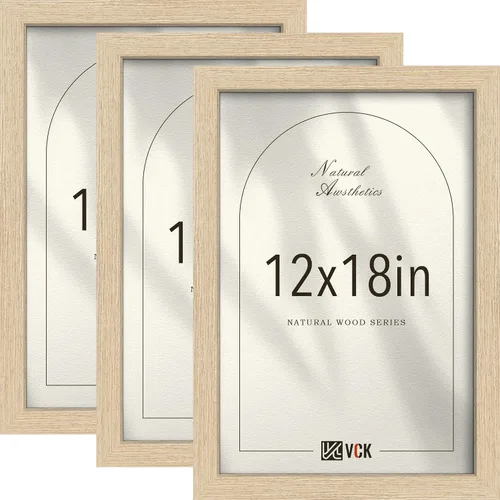 Miniatura 10 de VCK Juego de 3 portarretratos de madera negra de 8 x 10 pulgadas con exclusiva veta de madera, marco para el hogar, estudio y galería, mesa o colgar