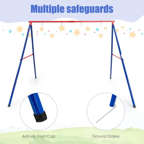 Miniatura 5 de INFANS Soporte para columpio, marco de columpio de metal resistente de 550 libras, soporte para columpio extragrande con estructura en A para niños