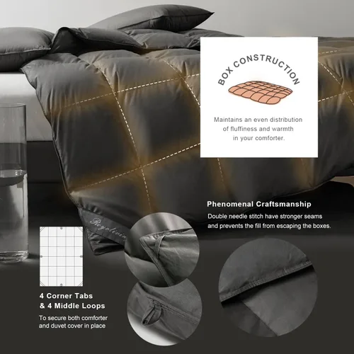 Miniatura 4 de Royoliving Relleno de Edredón de Plumas y Plumón Premium Consolador Tamaño King Gris Carbón Todas las Estaciones Calidez Media Invierno Gris Funda
