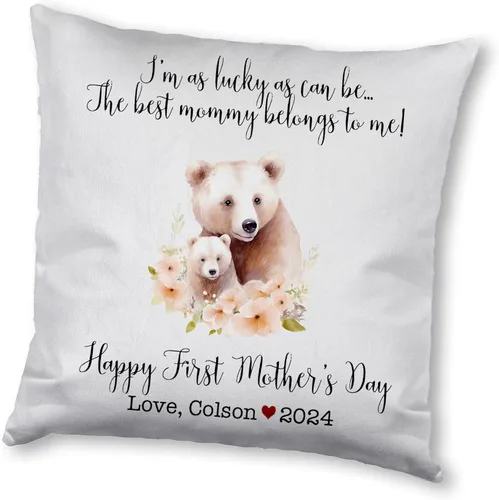 Miniatura 11 de Mother's Day Bear, First Mother's Day Custom Pillowcase, Personalized Mother's Day Pillowcase, Gift for Mom, Home Decor