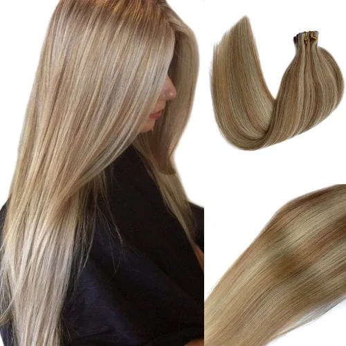 Miniatura 9 de Extensiones de cabello humano real con cinta, 20 piezas de cabello Remy invisible de doble cara, extensiones de cabello Remy con cinta adhesiva