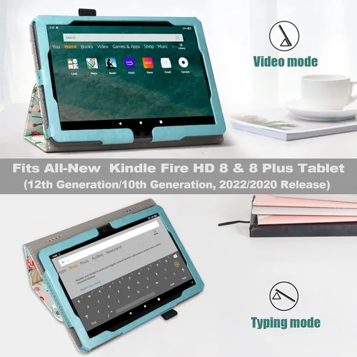 Miniatura 3 de ACdream Funda para tablet Fire HD 8 y 8 Plus (12ª generación/10ª generación, versión 2022/2020), funda de cuero tipo folio, soporte plegable, Z