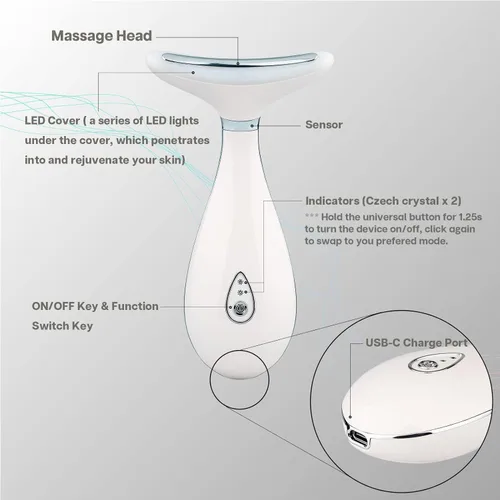 Miniatura 4 de VRAIKO Lily Masajeador de Cuello y Rostro, Herramienta de Esculpido Facial, Dispositivo de Rejuvenecimiento de la Piel con Térmica, LED de Triple