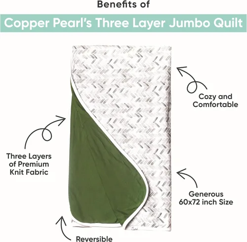 Miniatura 2 de Copper Pearl Manta de bebé jumbo de 3 capas: edredones suaves para niños y niñas Transpirable, acogedora manta para niños pequeños Edredón