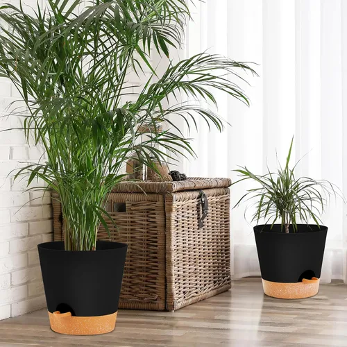 Miniatura 3 de GARDIFE Macetas de 10/9/8 pulgadas para plantas de interior, macetas auto-regantes, macetas de riego automático, macetas de flores, negras