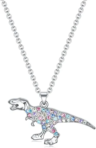 luomart Collar con dije de dinosaurio T-Rex para niñas, regalo de joyería, regalo para amantes de los animales, colgante para mujer
