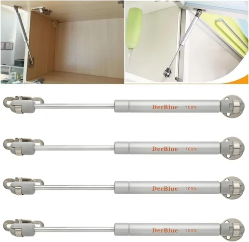 DerBlue Paquete de 4 puntales de gas de 10 pulgadas 100N/25lb para gabinetes - Amortiguadores profesionales para gabinetes y puntales de gas Plateado