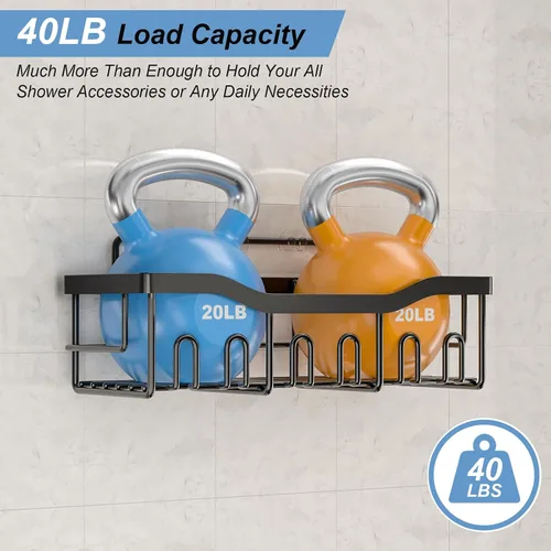 Miniatura 3 de Organizador de ducha de 6 estantes, organizador de baño autoadhesivo, sin taladros y de secado rápido, estante de ducha de acero inoxidable