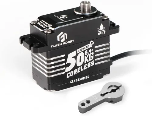 Miniatura 9 de Servo sin núcleo de 110.2 lbs, servo de alto par de torsión de 8.4 V, servo de engranaje de metal completo con IP67 impermeable y soporte magnético