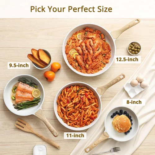 Miniatura 5 de SENSARTE Sartén de cerámica antiadherente para freír, sartén para tortilla de 11 pulgadas, sartén saludable no tóxica compatible con inducción