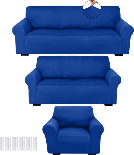 Miniatura 33 de Peryiter Juego de 3 Fundas para Sofá, Cubiertas de Muebles para Sofá, Loveseat, Sillón, Ajuste de Forma Elástico, Sin Arrugas, Protector de Muebles