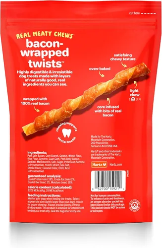Miniatura 2 de Hartz Nuevos Oinkies Twists Envueltos en Tocino, Masticas Carnosas Verdaderas con 100% Tocino Real y Sin Piel de Res, 14