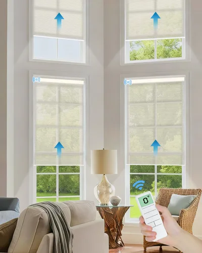 Miniatura 11 de Tokblind Persianas enrollables motorizadas de filtrado de luz con control remoto, persianas inteligentes para ventanas compatibles con Alexa Google