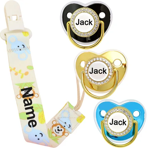 Miniatura 9 de 4 unidades, chupete personalizado con nombre, clip para chupete personalizado, regalo de bebé para niños y niñas recién nacidos, accesorio de bebé