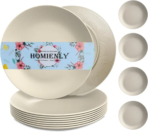 Miniatura 9 de Homiely Juego de 8 Platos para Cena - Paja de Trigo, Apto para Microondas y Lavavajillas, Irrompible, Platos para Niños