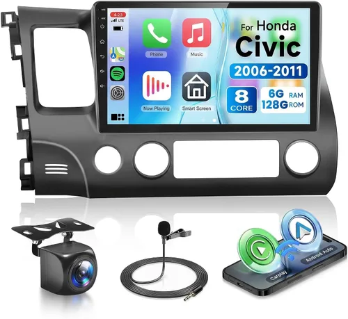 Miniatura 8 de Estéreo de coche 2G+32G para Honda Civic 2006 2007 2008 2009 2010 2011 con Carplay inalámbrico Android Auto, radio de coche Android de pantalla