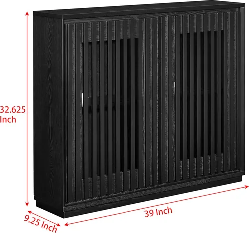 Miniatura 2 de Mesa consola estrecha de 39 pulgadas con puertas huecas, aparador moderno de mediados de siglo con 2 orificios de salida, gabinete de almacenamiento