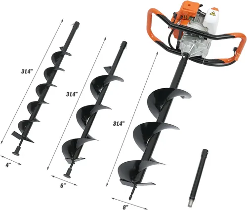Miniatura 2 de Excavadora de agujeros para postes de tierra a gas, 52CC 2.5HP One Man Fence Hole Auger 2 tiempos refrigerada por aire para excavación de postes