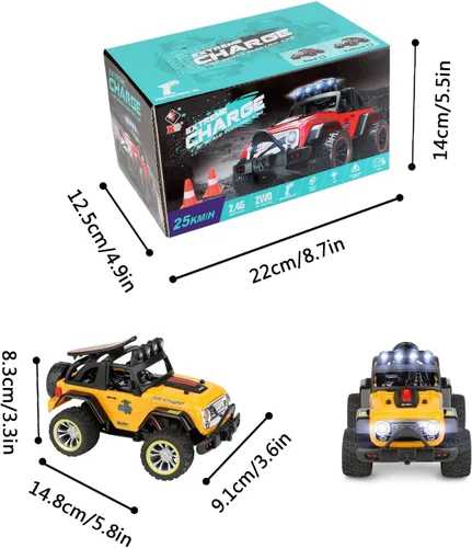 Miniatura 4 de WLtoys 32221 1/32 RC Crawler, 15.5 mi/h cepillado 2WD con control remoto de 2.4 GHz, neumáticos TPR todo terreno (regalo de coche RC)