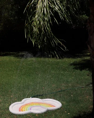 Miniatura 4 de Rae Dunn x CocoNut Float Rainbow Cloud Splash Pad – Here Comes The Sun Theme – Juguete de agua duradero – Seguro y divertido rociador de patio