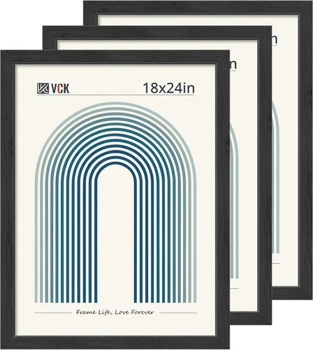 Miniatura 50 de VCK Juego de 3 portarretratos de madera negra de 8 x 10 pulgadas con exclusiva veta de madera, marco para el hogar, estudio y galería, mesa o colgar