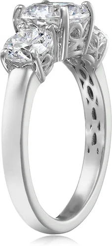 Miniatura 4 de Tienda Collection Platinum or Gold Plated Sterling Silver Round 3-Stone Ring made with Infinite Elements Cubic Zirconia