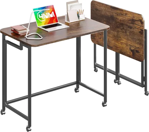 Miniatura 14 de 4NM Escritorio de computadora rodante móvil pequeño de 23.6", mesa carrito plegable para laptop con ruedas, escritorio de oficina portátil para Todo