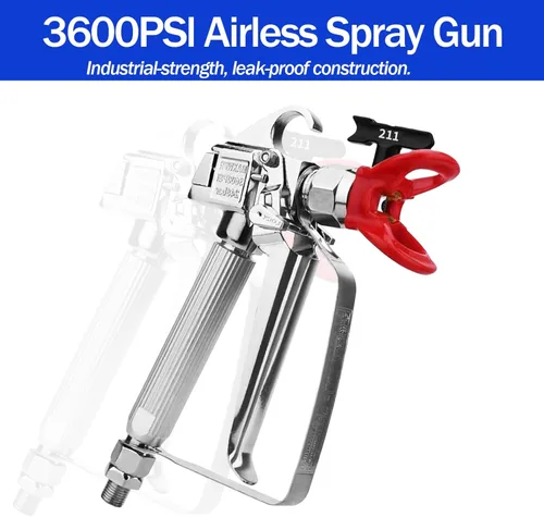 Miniatura 3 de Kit de pistola pulverizadora de pintura sin aire de 15 piezas, pistola de pulverización profesional de 3600 PSI, 4 puntas reversibles