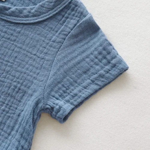 Miniatura 5 de Saeaby Ropa de bebé para recién nacido, traje de algodón y lino, manga corta, mameluco de una pieza, ropa de bebé