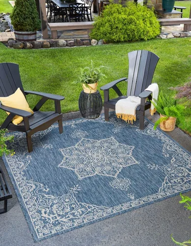 Miniatura 17 de Unique Loom Outdoor Traditional Collection - Alfombra de área antigua (4 pies 1 pulgada x 6 pies 1 pulgada, rectangular, beige y negro)