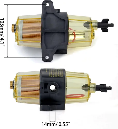 Miniatura 6 de UF-10K - Conjunto separador de agua con filtro de combustible compatible con motor fuera de borda marino Mercury, Yamaha, Suzuki, Tohastsu, filtro