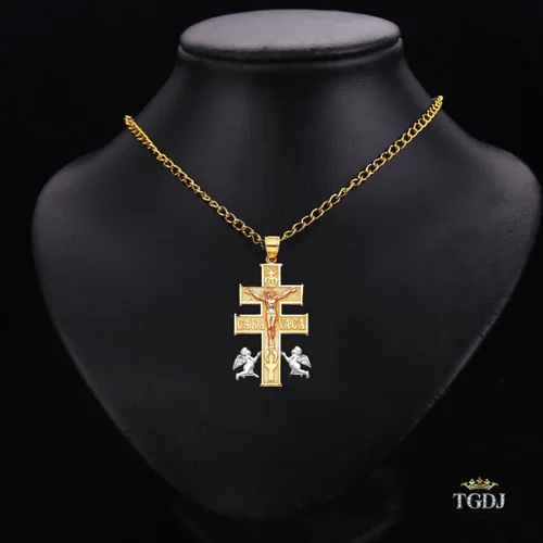 Miniatura 3 de Colgante de oro rosa blanco amarillo de 14 quilates con cruz religiosa de Caravaca - Más