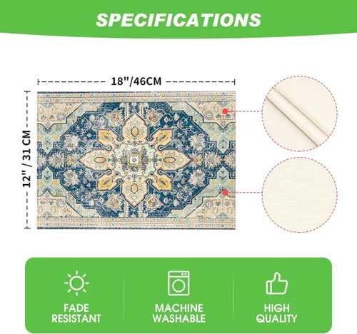 Miniatura 6 de Artoid Mode Juego de 4 manteles individuales estilo boho de plata, 30x46 cm rústicos de estilo granja para decoración mágica de mesa de otoño