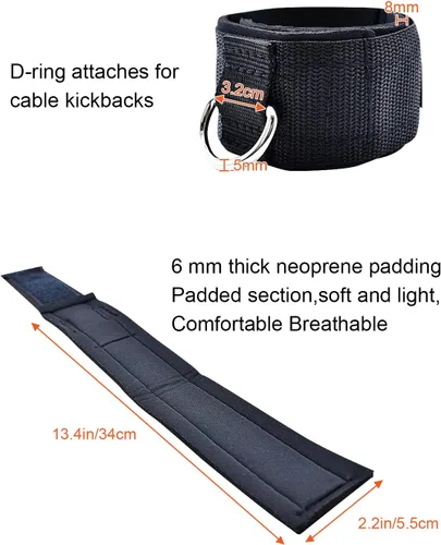 Miniatura 2 de ATENTO 2 pares de correas de tobillo para máquina de cable, cómodos puños acolchados de tobillo para patadas, gimnasio, entrenamiento de glúteos