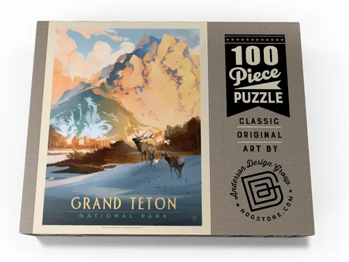 Miniatura 4 de MyPuzzle Grand Teton National Park: Winter Hush, Vintage Poster - Rompecabezas prémium de 100 piezas para adultos