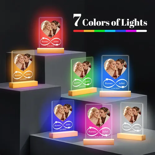 Miniatura 4 de Marco de fotos personalizado con luz nocturna, marcos de fotos personalizados con foto, marco de fotos personalizado, regalos de cumpleaños